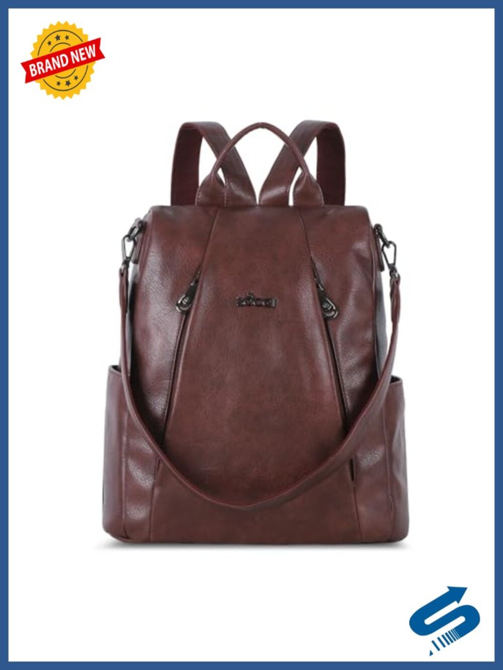 Medium Faux Leather Backpack Purse Anti-Theft Convertible Shoulder Bag